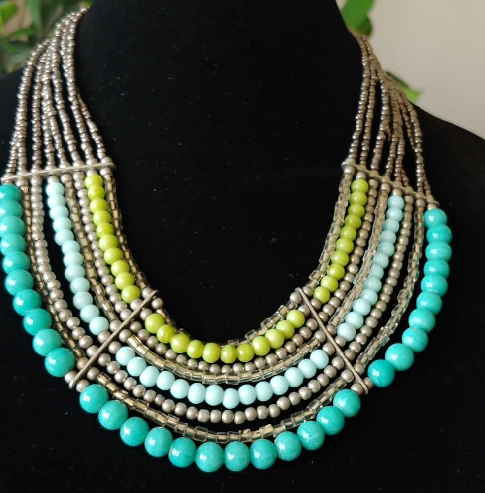 Vintage Multi Color Beaded Necklace